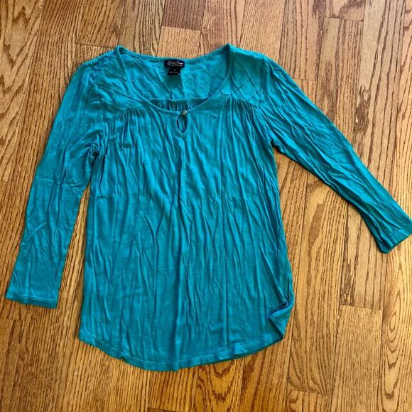 LUCKY BRAND Long Sleeve Green Rayon Shirt Women's Size Small - Picture 1 of 9